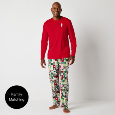 North Pole Trading Co. Mens Tall Microfleece Crew Neck Long Sleeve 2-pc. Pant Pajama Set