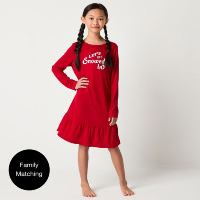 North Pole Trading Co. Girls Long Sleeve Crew Neck Nightgown