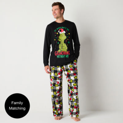 Mens Grinch Dr. Seuss Crew Neck Long Sleeve 2-pc. Pant Pajama Set