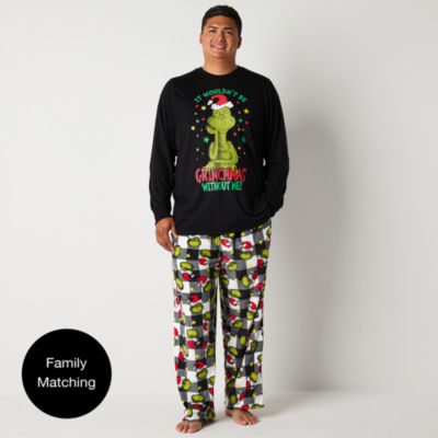 Mens Grinch Dr. Seuss Big Crew Neck Long Sleeve 2-pc. Pant Pajama Set