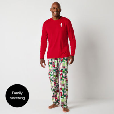 North Pole Trading Co. Mens Microfleece Crew Neck Long Sleeve 2-pc. Pant Pajama Set