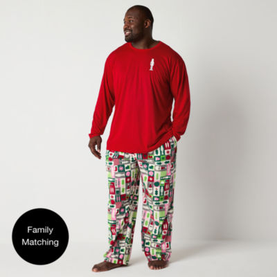 North Pole Trading Co. Mens Big Microfleece Crew Neck Long Sleeve 2-pc. Pant Pajama Set