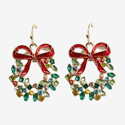 Bijoux Bar Wreath Crystal Bow Drop Earrings