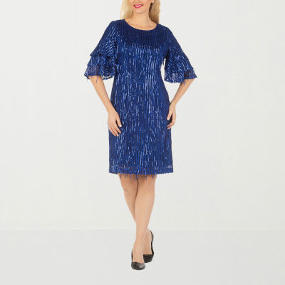 Giovanna Signature Womens Plus Short Sleeve Embellished Party Dress