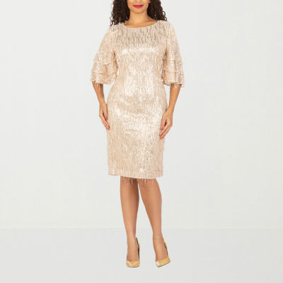 Giovanna Signature Womens Short Sleeve Embellished Party Dress-Plus