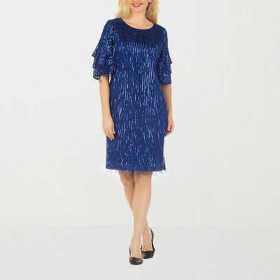 Giovanna Signature Womens Plus Short Sleeve Embellished Party Dress