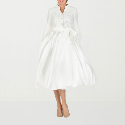 Giovanna Signature Womens Plus Long Sleeve Midi Fit + Flare Dress