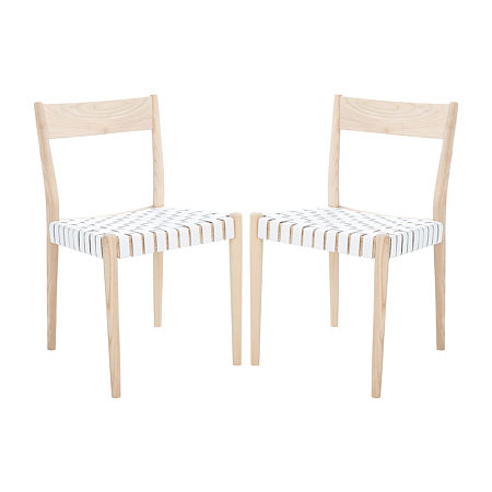 Eluned Dining Chair With Basket Woven Seat - Set Of 2, One Size, White