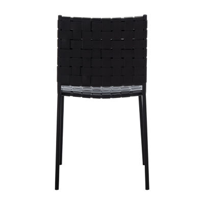 Wesson Leather Basket Woven Dining Chair - Set of 2