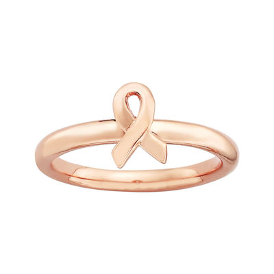 Personally Stackable 18K Rose Gold Over Sterling Awareness Ribbon Ring