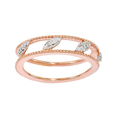 Personally Stackable Diamond-Accent 18K Rose Gold Over Sterling Silver Ring