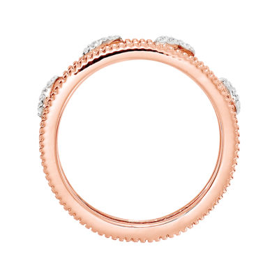 Personally Stackable Diamond-Accent 18K Rose Gold Over Sterling Silver Ring