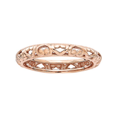 Personally Stackable 18K Rose Gold Over Sterling Silver Carved Ring