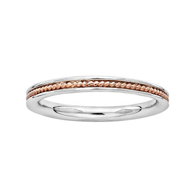 Personally Stackable 18K Rose Gold Over Sterling Silver Channel Ring