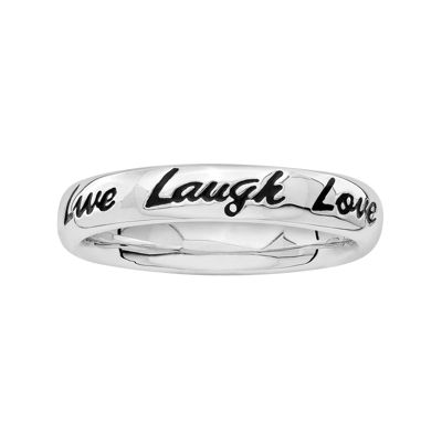 Personally Stackable Sterling Silver Enamel Live Laugh Love Ring