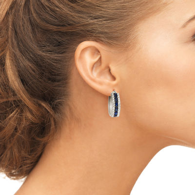 Lab-Created Blue Sapphire & White Sapphire Sterling Silver Earrings