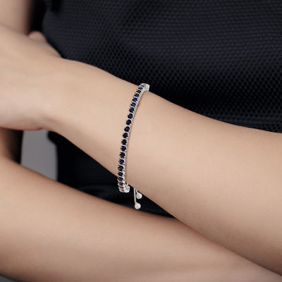 Womens Lab Created Blue Sapphire Sterling Silver Bolo Bracelet