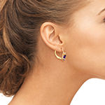 Genuine Purple Amethyst 10K Gold Rectangular Drop Earrings