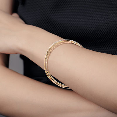 Made in Italy Womens 14K Tri-Color Gold Over Silver Bangle Bracelet