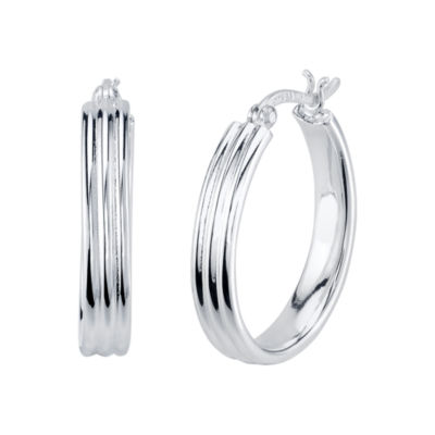 Womens Sterling Silver 26mm Hoop Earrings