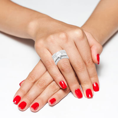 Womens 4 CT. Cubic Zirconia Sterling Silver Round Bridal Set