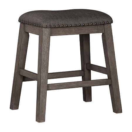 Signature Design By Ashley Caitir Set Of 2 Counter Height Upholstered Stools, One Size, Gray