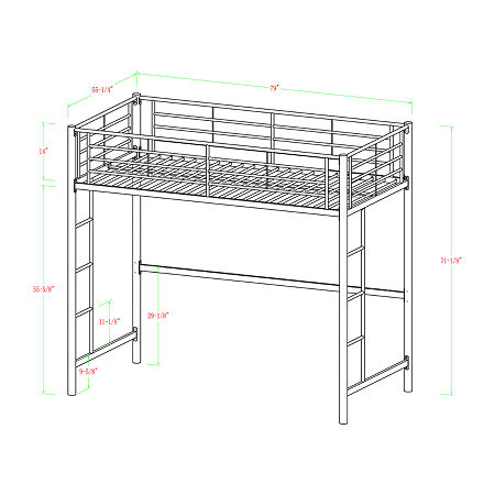 Pearson Premium Metal Loft Bed, One Size, White