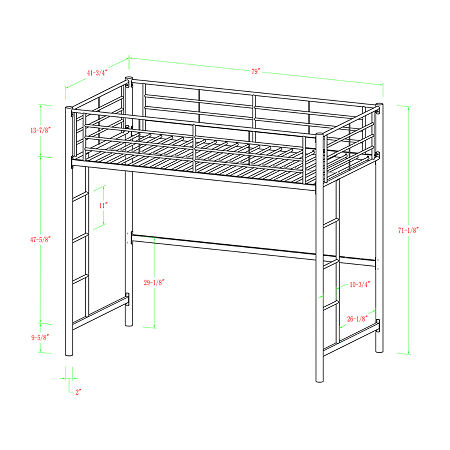 Pearson Twin Loft Bed, One Size, Black