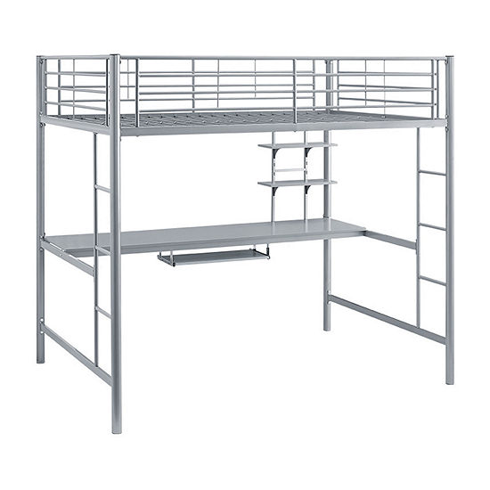 Premium Metal Loft Bed with Wood Workstation