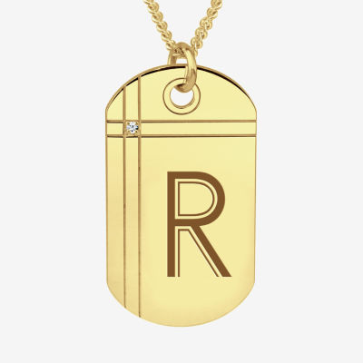 Mens Diamond Accent White Diamond 24K Gold Over Silver 20 Inch Pendant Necklace