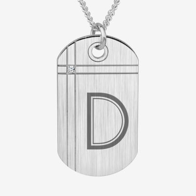 Mens Diamond Accent White 24K Gold Over Silver Pendant Necklace