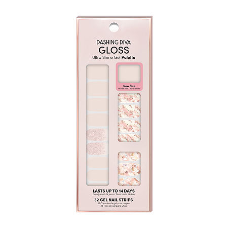 Dashing Diva Gloss Shine Gel Nail Strips Palette Nail Appliques, One Size, Pink