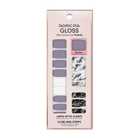 Dashing Diva Gloss Shine Gel Nail Strips Palette Nail Appliques, One Size, Gray