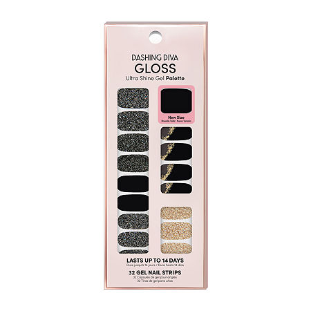 Dashing Diva Gloss Shine Gel Nail Strips Palette Nail Appliques, One Size, Black