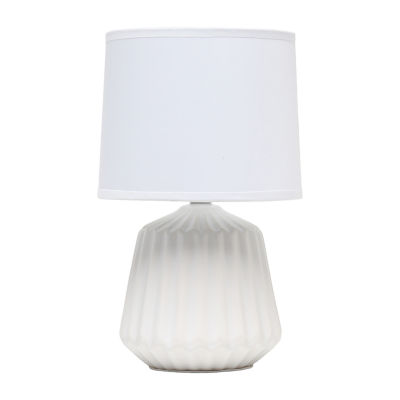 All the Rages Simple Designs Petite Off White Pleated Base Table Lamp