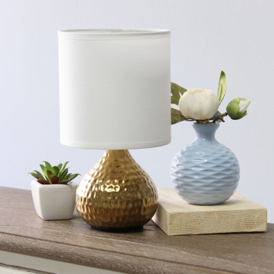 All the Rages Simple Designs Mini Hammered Porcelain Table Lamp
