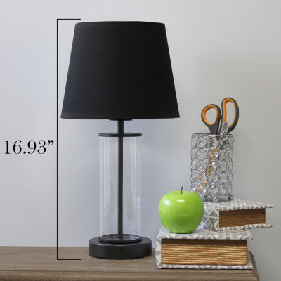 All the Rages Simple Designs Encased Metal And Clear Table Lamp