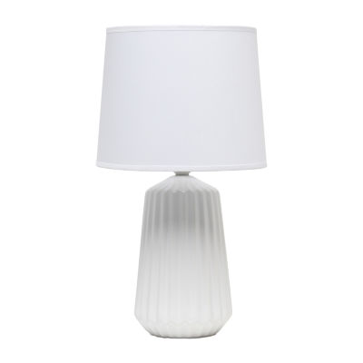 All the Rages Simple Designs Off White Pleated Base Table Lamp