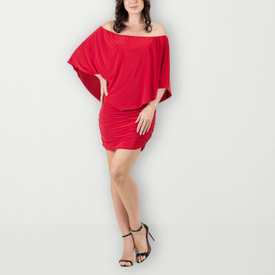 24seven Comfort Apparel Womens Short Sleeve Sheath Dress