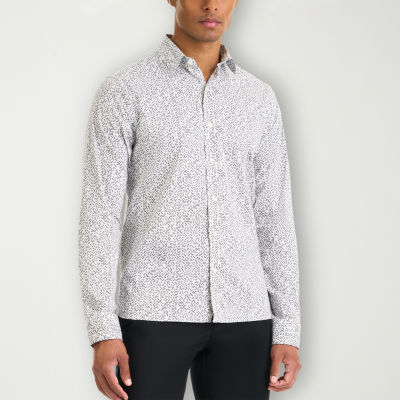 Van Heusen Performance Mens Slim Fit Long Sleeve Grid Button-Down Shirt