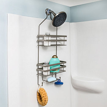 Home Basics Bamboo Shower Corner Caddy with 4 Suction Cups