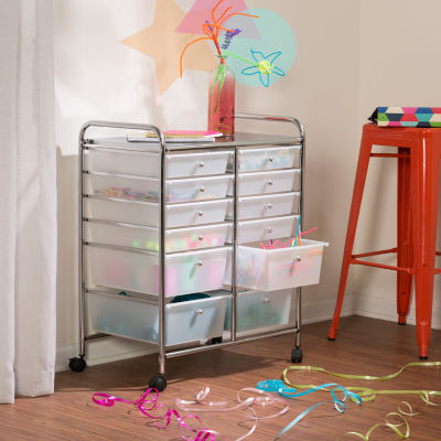 Honey Can Do Clear/Chrome 12-Drawer Storage Cart