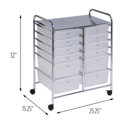 Honey Can Do Clear/Chrome 12-Drawer Storage Cart
