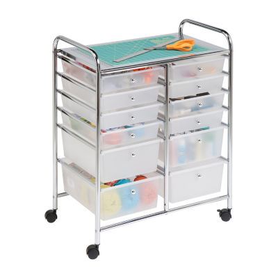 Honey Can Do Clear/Chrome 12-Drawer Storage Cart