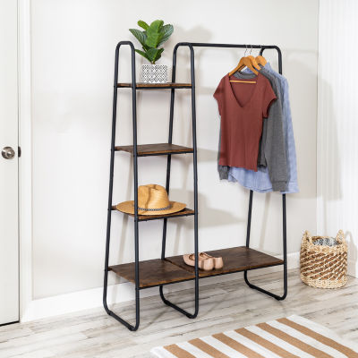 Honey Can Do Black/Natural Freestanding Open Closet