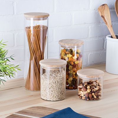 Honey Can Do Glass & Bamboo 4-pc. Canisters