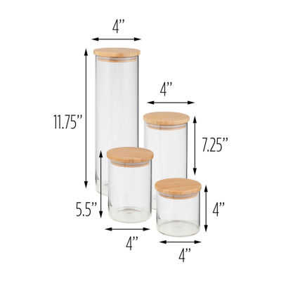 Honey Can Do Glass & Bamboo 4-pc. Canisters