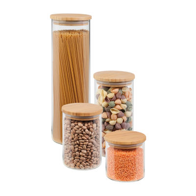 Honey Can Do Glass & Bamboo 4-pc. Canisters