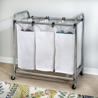 Honey Can Do Chrome/White Triple Laundry Sorter