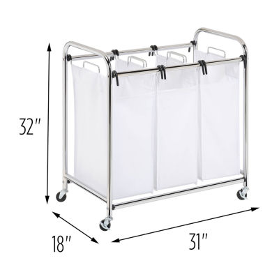 Honey Can Do Chrome/White Triple Laundry Sorter